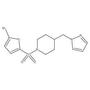 4-((1H-pyrazol-1-yl)methyl)-1-((5-bromothiophen-2-yl)sulfonyl)piperidine结构式