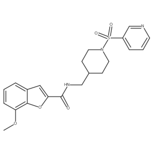 7-methoxy-N-((1-(pyridin-3-ylsulfonyl)piperidin-4-yl)methyl)benzofuran-2-carboxamide结构式