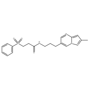 N-(3-(2-methylpyrazolo[1,5-a]pyrimidin-6-yl)propyl)-3-(phenylsulfonyl)propanamide结构式