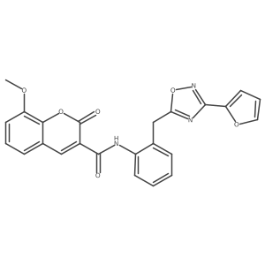 N-(2-((3-(furan-2-yl)-1,2,4-oxadiazol-5-yl)methyl)phenyl)-8-methoxy-2-oxo-2H-chromene-3-carboxamide结构式
