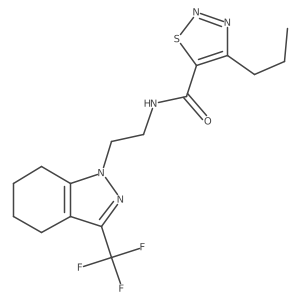 4-propyl-N-(2-(3-(trifluoromethyl)-4,5,6,7-tetrahydro-1H-indazol-1-yl)ethyl)-1,2,3-thiadiazole-5-carboxamide结构式