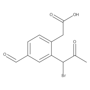 CC(=O)C(Br)c1cc(C=O)ccc1CC(=O)O结构式