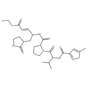 ethyl (E,4S)-4-[[(2S)-1-[(2S)-3-methyl-2-[(5-methyl-1,2-oxazole-3-carbonyl)amino]butanoyl]pyrrolidine-2-carbonyl]amino]-5-[(3S)-2-oxopyrrolidin-3-yl]pent-2-enoate Structure