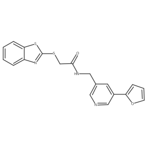 2-(benzo[d]thiazol-2-ylthio)-N-((5-(furan-2-yl)pyridin-3-yl)methyl)acetamide Structure