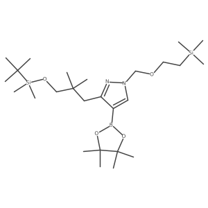 3-(3-((tert-Butyldimethylsilyl)oxy)-2,2-dimethylpropyl)-4-(4,4,5,5-tetramethyl-1,3,2-dioxaborolan-2-yl)-1-((2-(trimethylsilyl)ethoxy)methyl)-1H-pyrazole Structure