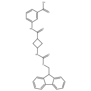 3-[3-({[(9H-fluoren-9-yl)methoxy]carbonyl}amino)cyclobutaneamido]benzoic acid Structure