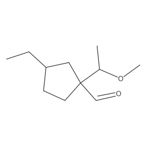 3-Ethyl-1-(1-methoxyethyl)cyclopentane-1-carbaldehyde结构式