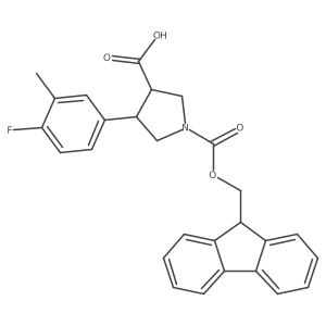 1-{[(9H-fluoren-9-yl)methoxy]carbonyl}-4-(4-fluoro-3-methylphenyl)pyrrolidine-3-carboxylic acid结构式