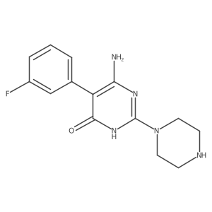 6-Amino-5-(3-fluorophenyl)-2-(piperazin-1-yl)-3,4-dihydropyrimidin-4-one结构式