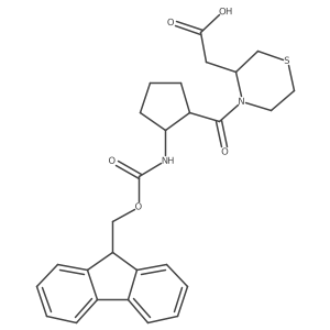rac-2-{4-[(1R,2S)-2-({[(9H-fluoren-9-yl)methoxy]carbonyl}amino)cyclopentanecarbonyl]thiomorpholin-3-yl}acetic acid结构式