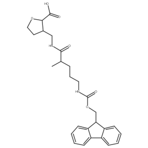 rac-(2R,3R)-3-{[5-({[(9H-fluoren-9-yl)methoxy]carbonyl}amino)-2-methylpentanamido]methyl}oxolane-2-carboxylic acid Structure