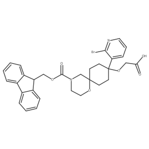 2-{[9-(2-bromopyridin-3-yl)-4-{[(9H-fluoren-9-yl)methoxy]carbonyl}-1-oxa-4-azaspiro[5.5]undecan-9-yl]oxy}acetic acid Structure