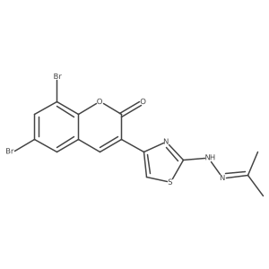 6,8-dibromo-3-{2-[2-(propan-2-ylidene)hydrazin-1-yl]-1,3-thiazol-4-yl}-2H-chromen-2-one Structure