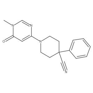 1-(1-Methyl-6-oxo-1,6-dihydropyrimidin-4-yl)-4-phenylpiperidine-4-carbonitrile结构式