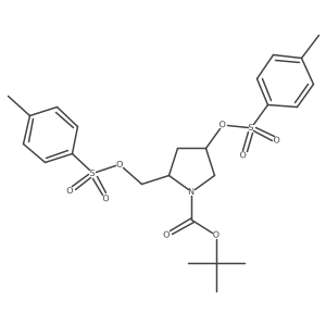 (2S,4R)-tert-butyl 4-(tosyloxy)-2-((tosyloxy)methyl)pyrrolidine-1-carboxylate结构式