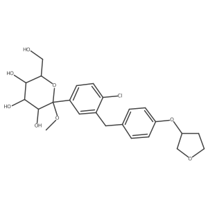 (2R,3R,4S,5S,6R)-2-(4-Chloro-3-(4-(((S)-tetrahydrofuran-3-yl)oxy)benzyl)phenyl)-6-(hydroxymethyl)-2-methoxytetrahydro-2H-pyran-3,4,5-triol Structure