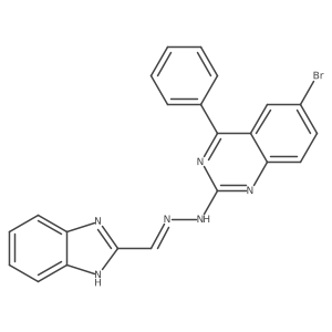 (E)-2-(2-((1H-benzo[d]imidazol-2-yl)methylene)hydrazinyl)-6-bromo-4-phenylquinazoline结构式
