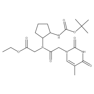 N-[(2R)-t-Boc-Aminocyclopent-(1S)-yl]-N-(thymin-1-acetyl)-glycine ethyl ester结构式
