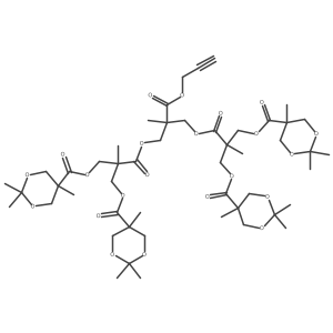 (((2-Methyl-2-((prop-2-yn-1-yloxy)carbonyl)propane-1,3-diyl)bis(oxy))bis(carbonyl))bis(2-methylpropane-2,1,3-triyl) tetrakis(2,2,5-trimethyl-1,3-dioxane-5-carboxylate) Structure