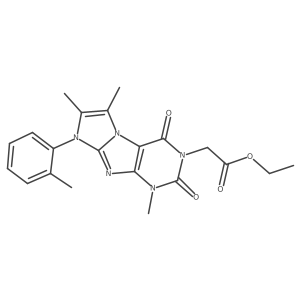 ethyl 2-(1,6,7-trimethyl-2,4-dioxo-8-(o-tolyl)-1H-imidazo[2,1-f]purin-3(2H,4H,8H)-yl)acetate结构式