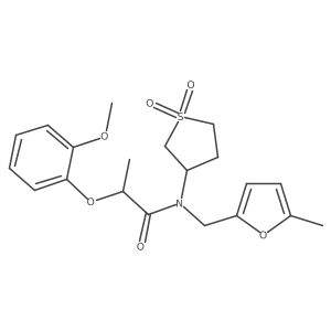 N-(1,1-dioxidotetrahydrothiophen-3-yl)-2-(2-methoxyphenoxy)-N-[(5-methylfuran-2-yl)methyl]propanamide结构式