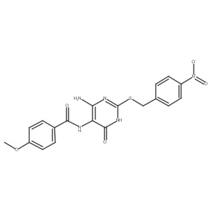 N-(4-amino-2-((4-nitrobenzyl)thio)-6-oxo-1,6-dihydropyrimidin-5-yl)-4-methoxybenzamide Structure