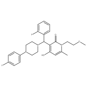 3-((2-fluorophenyl)(4-(4-fluorophenyl)piperazin-1-yl)methyl)-4-hydroxy-1-(2-methoxyethyl)-6-methylpyridin-2(1H)-one结构式