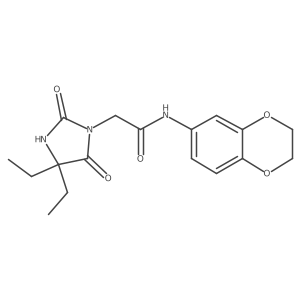 2-(4,4-diethyl-2,5-dioxoimidazolidin-1-yl)-N-(2,3-dihydro-1,4-benzodioxin-6-yl)acetamide结构式