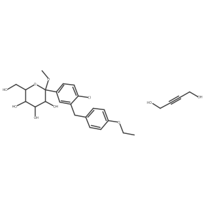 but-2-yne-1,4-diol;(2S,3R,4S,5S,6R)-2-[4-chloro-3-[(4-ethoxyphenyl)methyl]phenyl]-6-(hydroxymethyl)-2-methoxyoxane-3,4,5-triol Structure