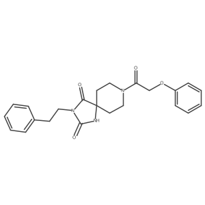 3-Phenethyl-8-(2-phenoxyacetyl)-1,3,8-triazaspiro[4.5]decane-2,4-dione Structure