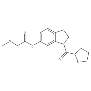 2-methoxy-N-(1-(tetrahydrofuran-2-carbonyl)indolin-6-yl)acetamide结构式