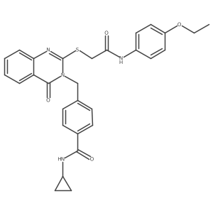 N-cyclopropyl-4-((2-((2-((4-ethoxyphenyl)amino)-2-oxoethyl)thio)-4-oxoquinazolin-3(4H)-yl)methyl)benzamide结构式