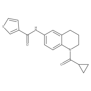 N-(1-(cyclopropanecarbonyl)-1,2,3,4-tetrahydroquinolin-6-yl)thiophene-3-carboxamide结构式