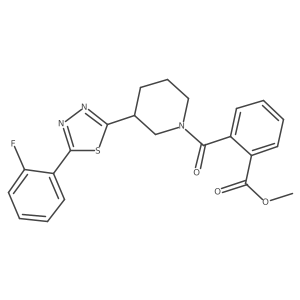 Methyl 2-(3-(5-(2-fluorophenyl)-1,3,4-thiadiazol-2-yl)piperidine-1-carbonyl)benzoate结构式