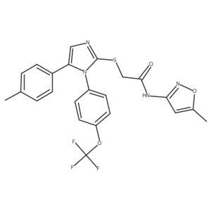 N-(5-methylisoxazol-3-yl)-2-((5-(p-tolyl)-1-(4-(trifluoromethoxy)phenyl)-1H-imidazol-2-yl)thio)acetamide结构式