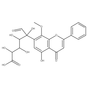 2-C-(5-Hydroxy-8-methoxy-4-oxo-2-phenyl-4H-1-benzopyran-7-YL)-D-glucuronic acid结构式
