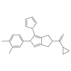 1-[5-cyclopropanecarbonyl-2-(3,4-dimethylphenyl)-2H,4H,5H,6H-pyrrolo[3,4-c]pyrazol-3-yl]-1H-pyrrole Structure