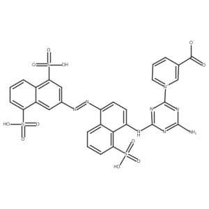 1-(4-Amino-6-((4-((4,8-disulfo-2-naphthalenyl)diazenyl)-8-sulfo-1-naphthalenyl)amino)-1,3,5-triazin-2-yl)-1lambda5-pyridine-3-carboxylate结构式