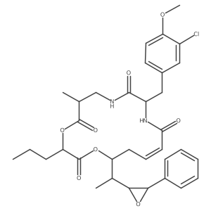 (3S,6R,10R,13E,16S)-10-[(3-chloro-4-methoxyphenyl)methyl]-6-methyl-16-[(1R)-1-[(2R,3R)-3-phenyloxiran-2-yl]ethyl]-3-propyl-1,4-dioxa-8,11-diazacyclohexadec-13-ene-2,5,9,12-tetrone Structure