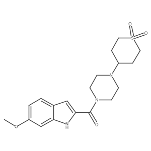 (4-(1,1-dioxidotetrahydro-2H-thiopyran-4-yl)piperazin-1-yl)(6-methoxy-1H-indol-2-yl)methanone Structure