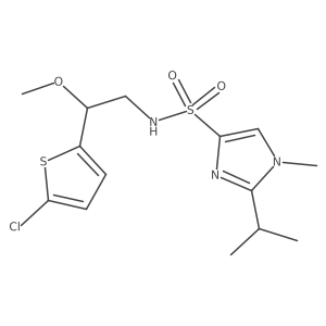 N-(2-(5-chlorothiophen-2-yl)-2-methoxyethyl)-2-isopropyl-1-methyl-1H-imidazole-4-sulfonamide结构式