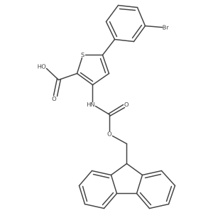 5-(3-bromophenyl)-3-({[(9H-fluoren-9-yl)methoxy]carbonyl}amino)thiophene-2-carboxylic acid结构式