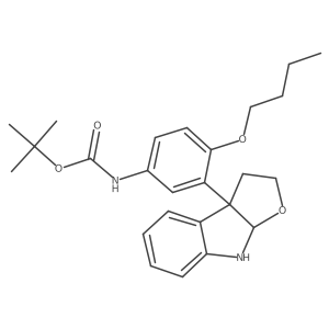 rel-tert-Butyl (4-butoxy-3-((3aR,8aR)-3,3a,8,8a-tetrahydro-2H-furo[2,3-b]indol-3a-yl)phenyl)carbamate Structure