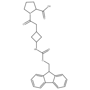 (2S)-1-{2-[3-({[(9H-fluoren-9-yl)methoxy]carbonyl}amino)cyclobutyl]acetyl}pyrrolidine-2-carboxylic acid结构式