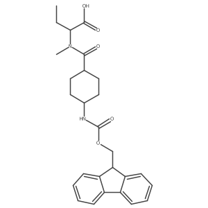 2-{1-[4-({[(9H-fluoren-9-yl)methoxy]carbonyl}amino)cyclohexyl]-N-methylformamido}butanoic acid结构式