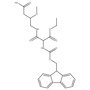 4-[2-(ethyl carboxy)-2-({[(9H-fluoren-9-yl)methoxy]carbonyl}amino)acetamido]-3-methoxybutanoic acid Structure