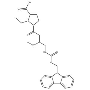 2-ethyl-1-[4-({[(9H-fluoren-9-yl)methoxy]carbonyl}amino)-3-methoxybutanoyl]pyrrolidine-3-carboxylic acid Structure