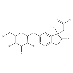 (3R)-5-(I(2)-D-Glucopyranosyloxy)-2,3-dihydro-3-hydroxy-2-oxo-1H-indole-3-acetic acid结构式
