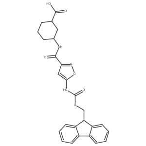 rac-(1R,3S)-3-[5-({[(9H-fluoren-9-yl)methoxy]carbonyl}amino)-1,2-oxazole-3-amido]cyclohexane-1-carboxylic acid Structure