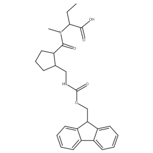 rac-2-{1-[(1R,2S)-2-[({[(9H-fluoren-9-yl)methoxy]carbonyl}amino)methyl]cyclopentyl]-N-methylformamido}butanoic acid结构式